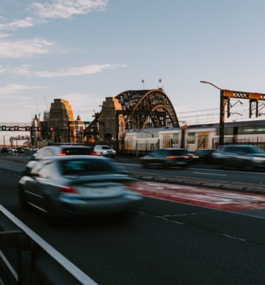 Driving a car through Sydney harbour Bridge